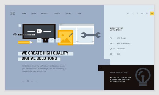 Creative website template design. Vector illustration concept of web page design for website and mobile website development. Easy to edit and customize. - Vector, Image