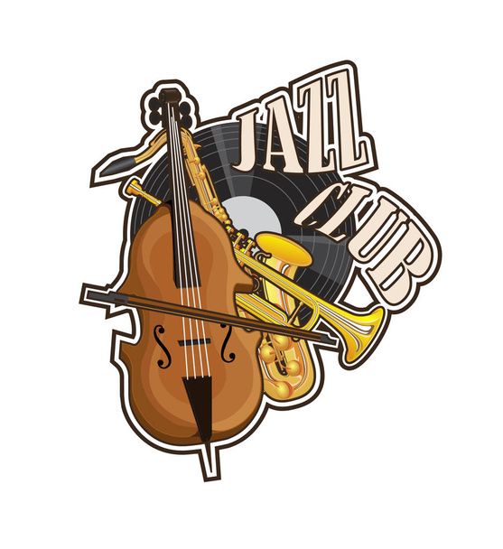A tag of painted musical instruments - Vector, Image