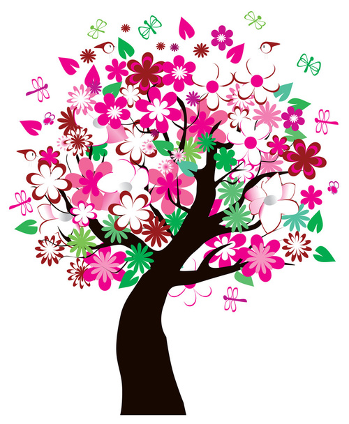 Floral Tree - Vector, Image