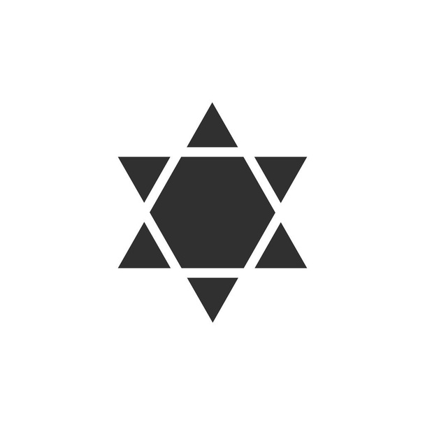 A Dávid-csillag alakú ikon fekete lapos szerkezeti kialakítás - Vektor, kép