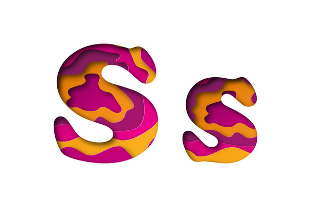 Letter S, cut out paper. Vector illustration. - Vector, Image