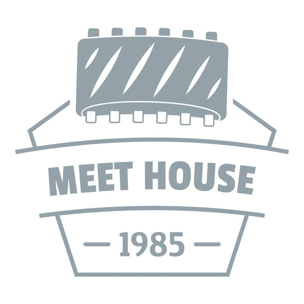 Κρέας λογότυπο σπίτι, απλό στυλ γκρι - Διάνυσμα, εικόνα