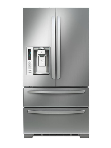Fridge freezer. Side by side stainless steel refrigerator  with  - Фото, зображення