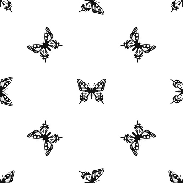 Butterfly pattern seamless black - Wektor, obraz