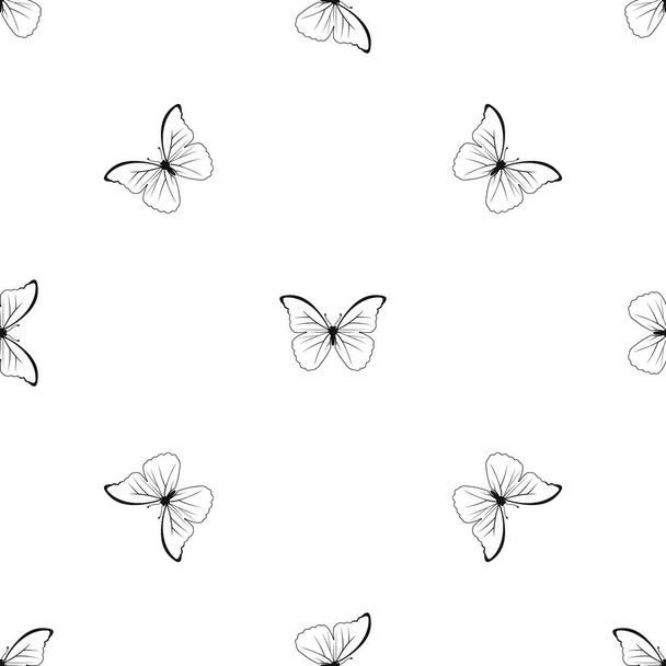 Butterfly pattern seamless black - Vector, imagen