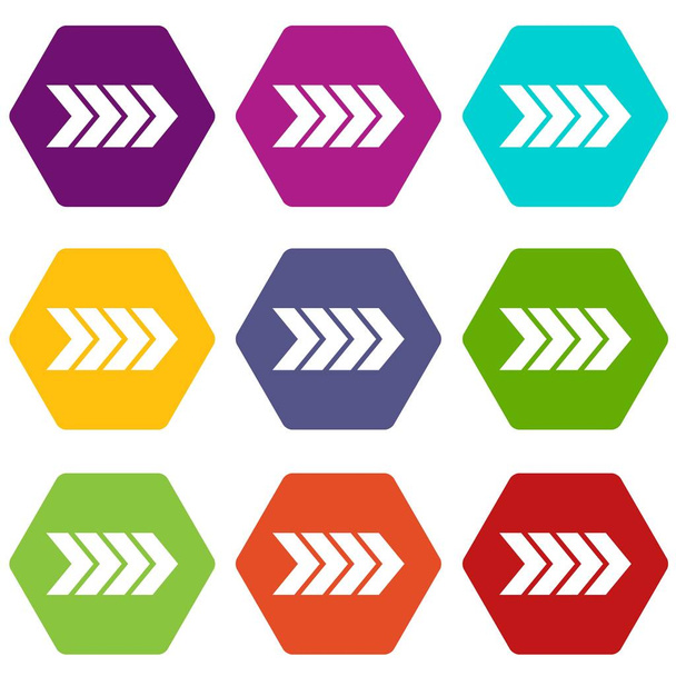 Striped arrow icon set color hexahedron - Vettoriali, immagini