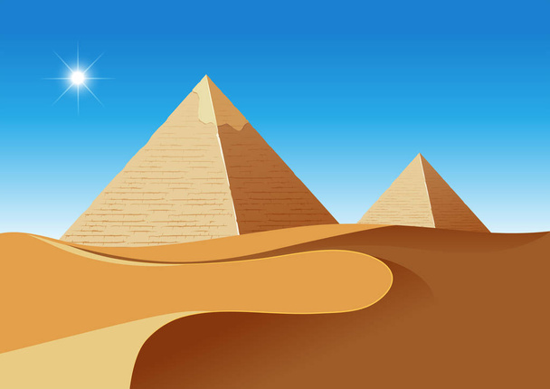 A desert scence with pyramids - Vector, Image