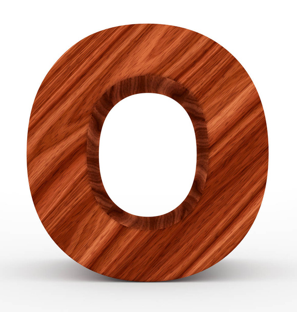 letter O 3d wooden isolated on white - 写真・画像