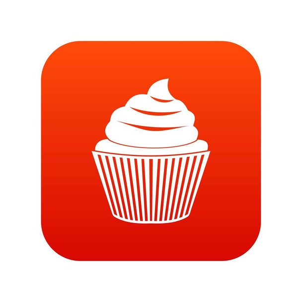 Cupcake icon digital red - Vektor, kép