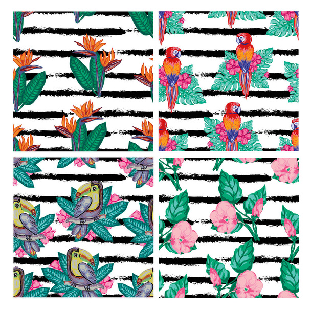 grunge tropical  seamless pattern - Вектор,изображение