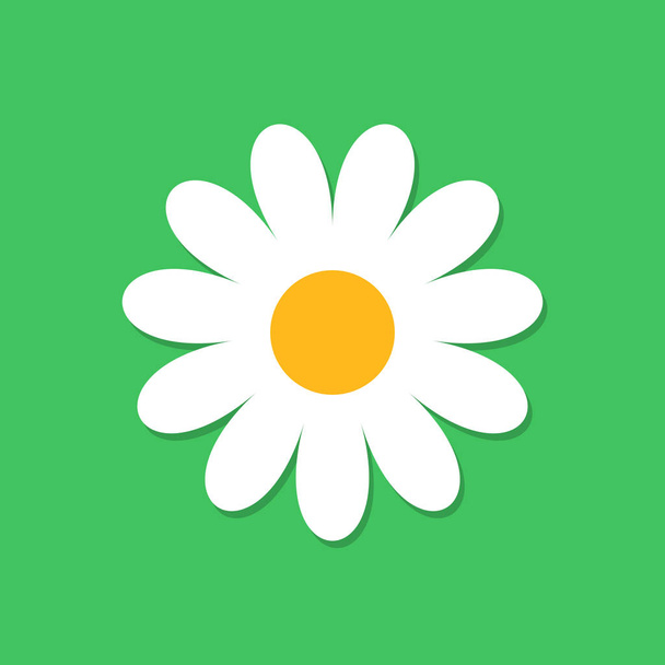 Kamille bloem vector pictogram in vlakke stijl. Daisy illustratie o - Vector, afbeelding