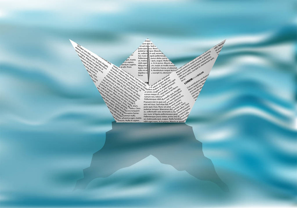 水の上の紙の船 - ベクター画像