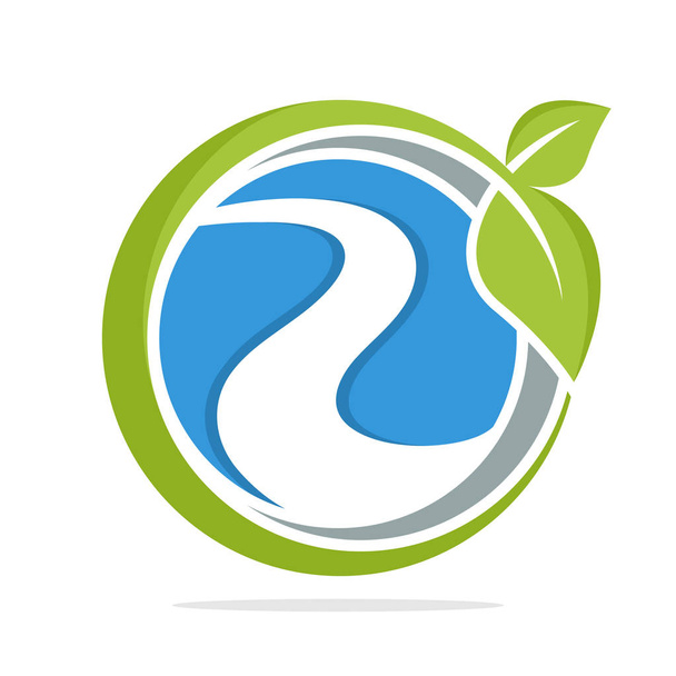 логотип с естественной концепцией ухода за рекой
 - Вектор,изображение