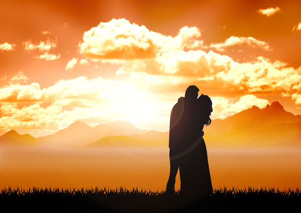 Couple au coucher du soleil
 - Photo, image
