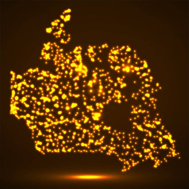 Mapa abstrato do Canadá com partículas brilhantes
 - Vetor, Imagem