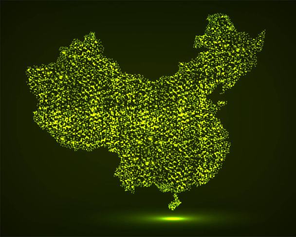 abstrakte Karte von China mit glühenden Partikeln - Vektor, Bild