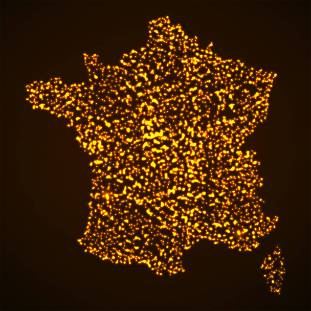 Αφηρημένη Χάρτης της Γαλλίας με λαμπερό σωματίδια - Διάνυσμα, εικόνα