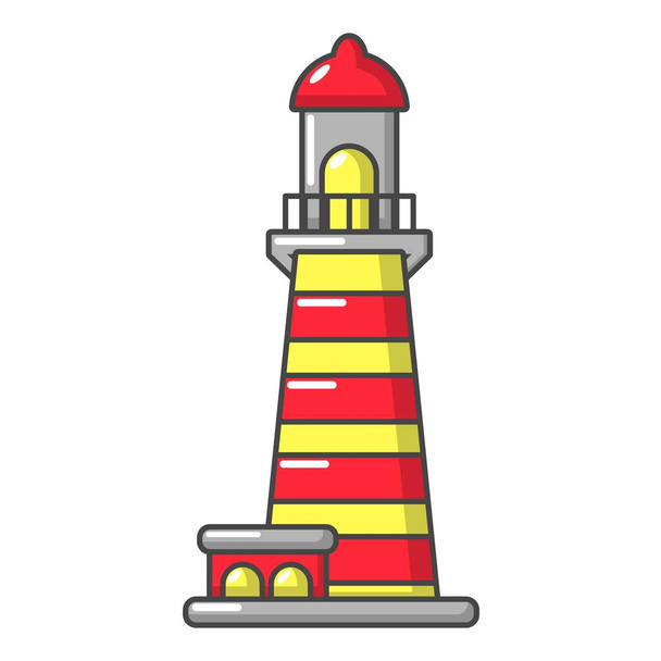 Striped lighthouse icon, cartoon style - Vetor, Imagem