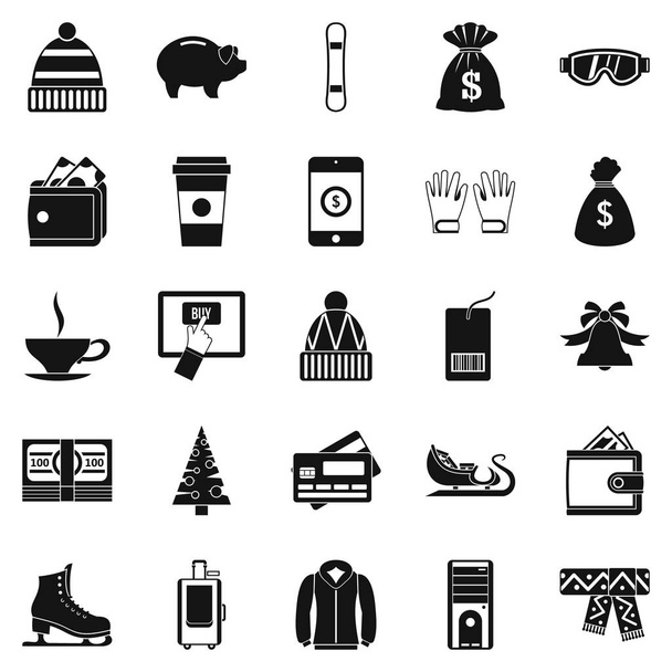 Winter sale icons set, simple style - Διάνυσμα, εικόνα