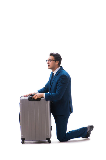 Uomo d'affari nel concetto di viaggio d'affari isolato su bianco
 - Foto, immagini