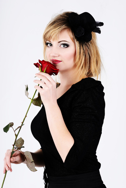 Lady with rose - Valokuva, kuva