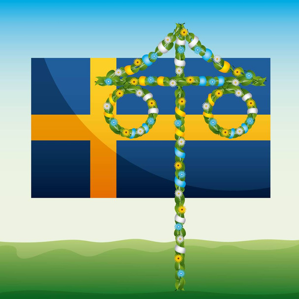 celebración sueca a mediados de verano
 - Vector, imagen