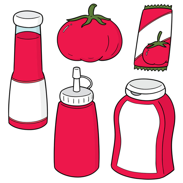 conjunto vetorial de ketchup de tomate e tomate
 - Vetor, Imagem