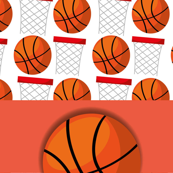 basketbal hoepel en bal sport concurrentie patroon - Vector, afbeelding