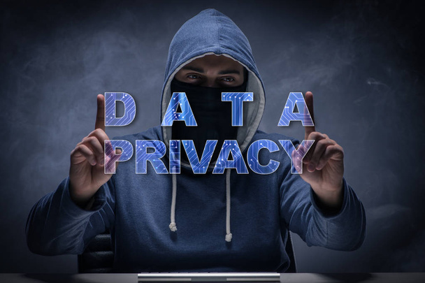 Data privacy concept with hacker stealing personal information - Photo, Image