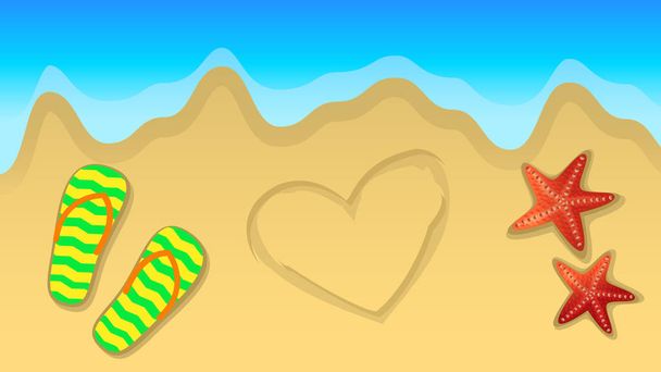 Vacation by the sea, the inscription on the sand I like the sea - Vector, Imagen