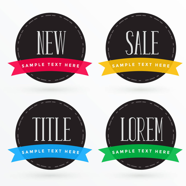 dark label design with colorful ribbons for sale and promotions - Διάνυσμα, εικόνα