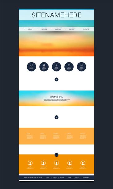 Šablona návrhu webové stránky pro vaši firmu s západu slunce obloha obraz pozadí - mraky, sluneční světlo - Vektor, obrázek