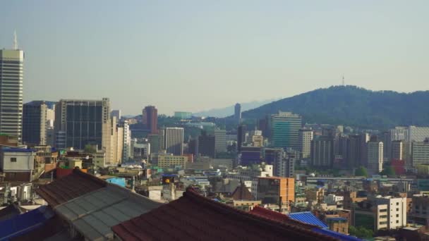 Sonnenuntergang im Stadtzentrum von Seoul, Südkorea. - Filmmaterial, Video