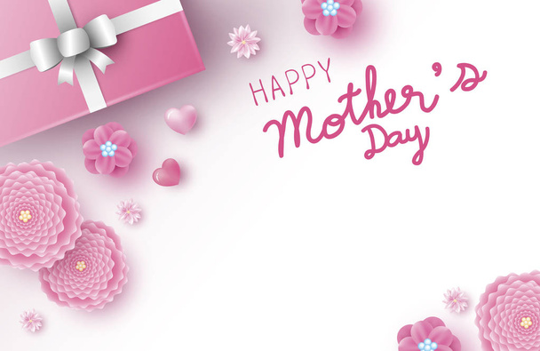 Mothers day banner design di fiori rosa con cuore su sfondo bianco illustrazione vettoriale
 - Vettoriali, immagini