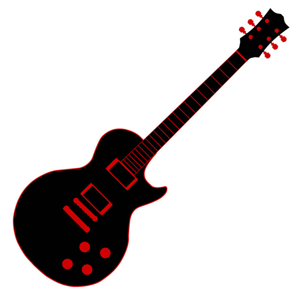 Γελοιογραφία μαύρη κιθάρα - Διάνυσμα, εικόνα