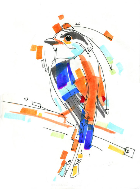 bird stylized, thrush - Photo, Image
