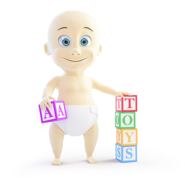 Baby 3d alphabet blocks on a white background - Photo, Image