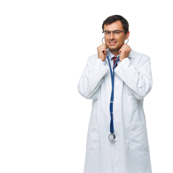 лікар в білому халаті зі стетоскопом
 - Фото, зображення