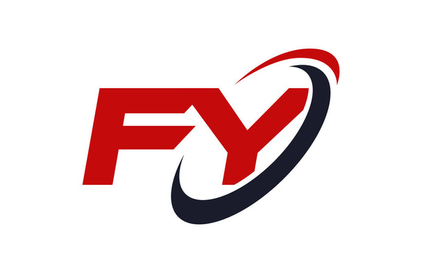 FY Logo Swoosh Ellipse Red Letter Vector Concept - Vector, Image