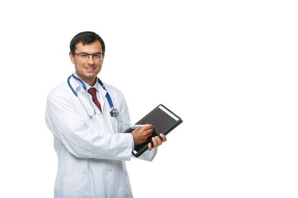 doctor in white robe with stethoscope - Photo, Image