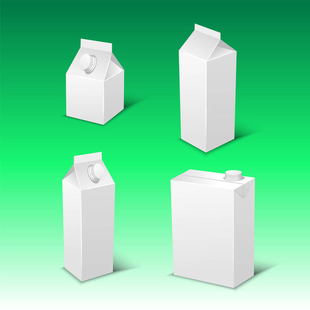 Set of white blank realistic dairy packaging including plastic bottles and carton packets isolated vector illustration - Vektör, Görsel