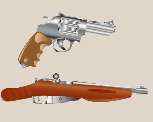 Gun revolver and edge of the rifle - Vektör, Görsel
