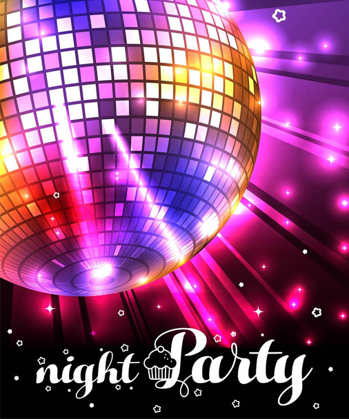 Sparkling disco ball. Night party - Wektor, obraz