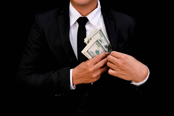 Finance Business Concepts. Lots of money on a black background.  - Photo, Image