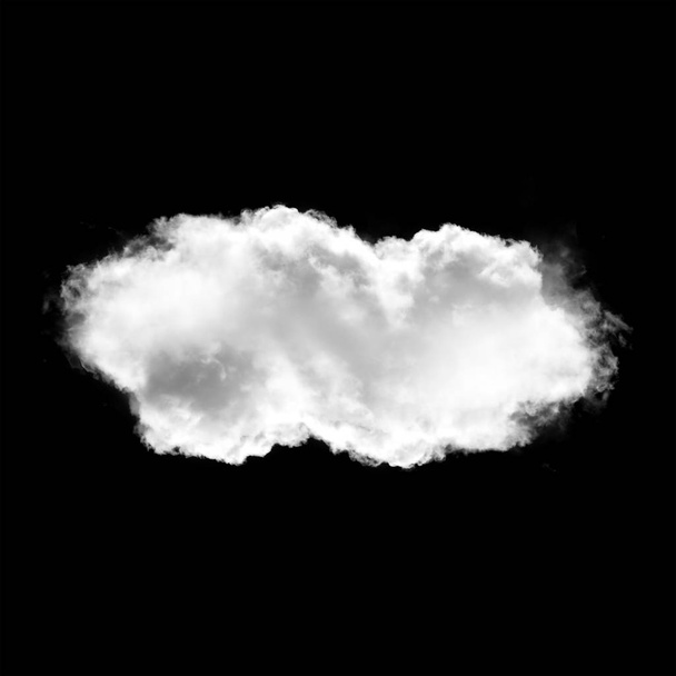 einzelne weiße Wolke isoliert über schwarzem Hintergrund - Foto, Bild