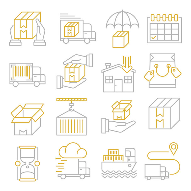 Delivery vector outline icons - Vector, afbeelding