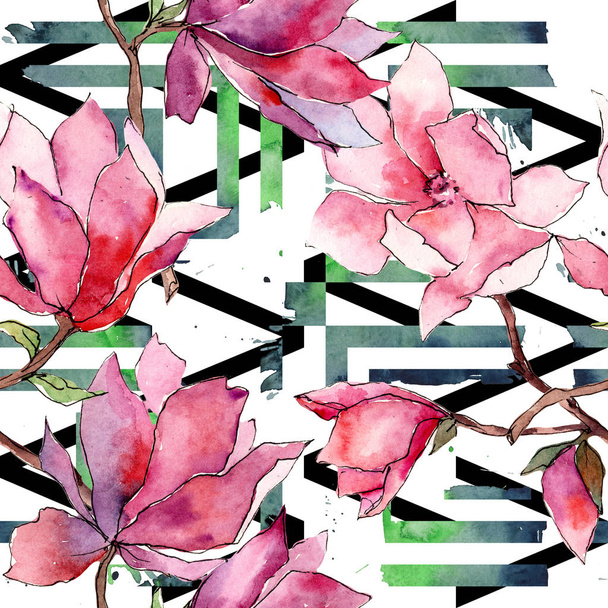 Pink magnolia. Floral botanical flower. Wild spring leaf wildflower pattern. - Photo, image