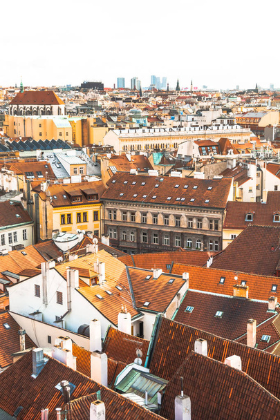 Panorama of the city of Prague. The old part of the city. Beautiful roofs of shingles. Ancient buildings and churches. - Фото, зображення