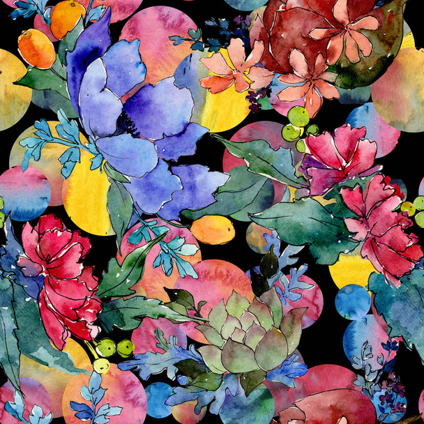 Colorful bouquet. Floral botanical flower. Wild spring leaf wildflower pattern. - Foto, afbeelding