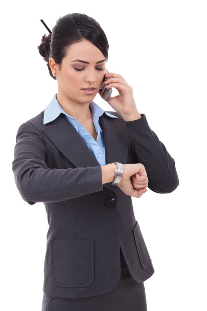 business woman checking time on phone - Foto, Bild